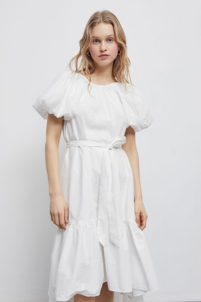 UO Lourdes Puff Sleeve Midi Dress | Urban Outfitters