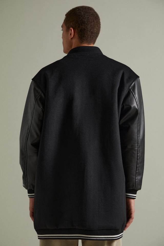 【AJO AJOBYAJO】21FW★ Oversized Varsity Stadium Jacket_Long Oversized Varsity Stadium Jacket_Long [Black] - AJOBYAJO