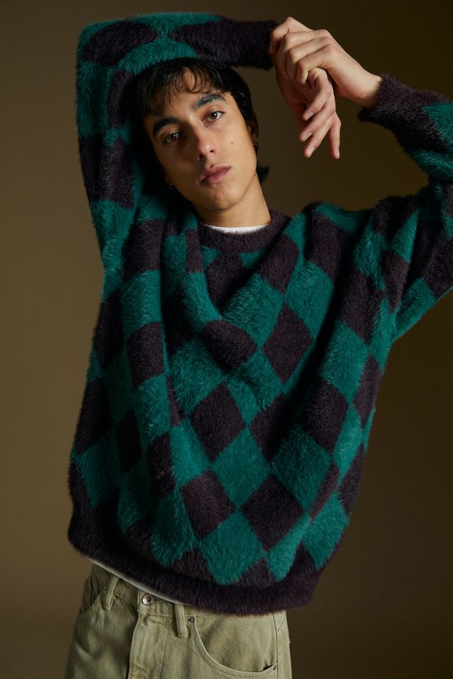 AJOBYAJO Harlequin Check Crew Neck Sweater | Urban Outfitters
