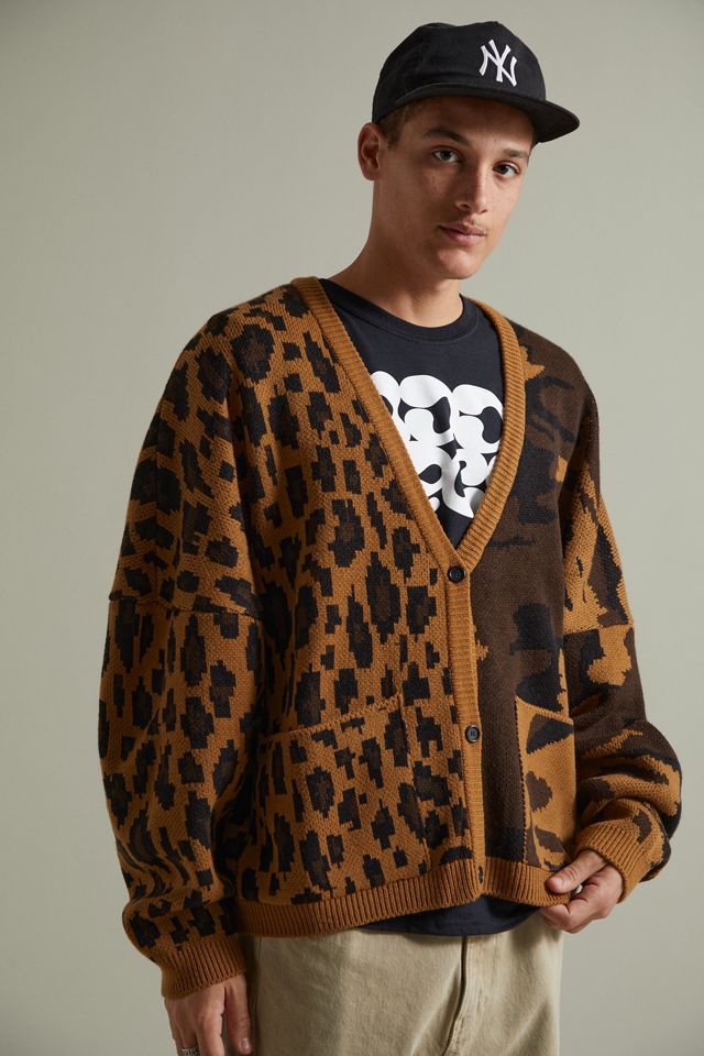 AJOBYAJO Leopard Camo Blocked Cardigan | Urban Outfitters