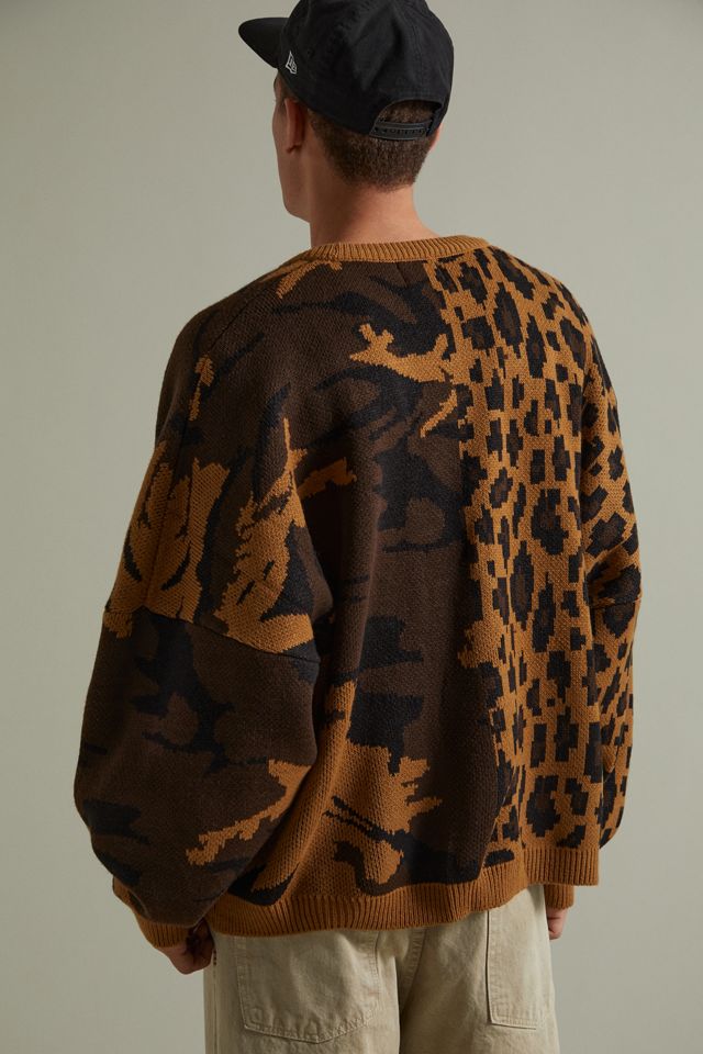 AJOBYAJO Leopard Camo Blocked Cardigan | Urban Outfitters