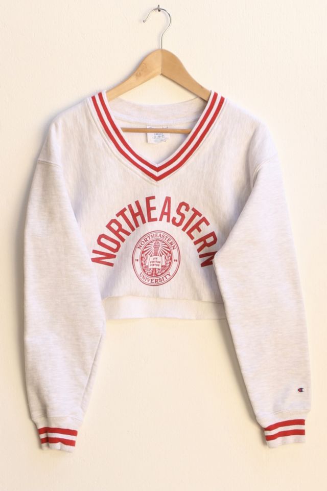 Vintage Champion Northeastern University Cropped V-neck Reverse