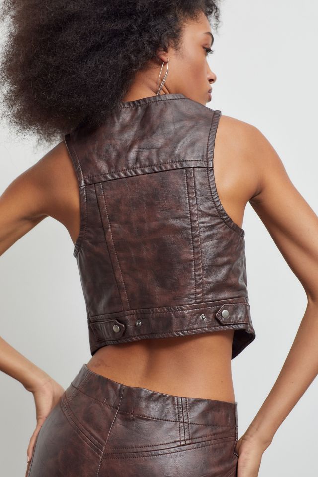 Faux Leather Vest - Usolo Outfitters