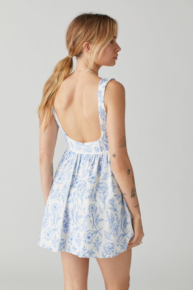 For Love & Lemons Maisie Linen Floral Mini Dress #1