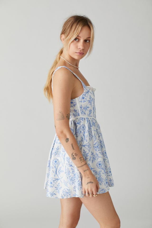 For Love & Lemons Maisie Linen Floral Mini Dress #3
