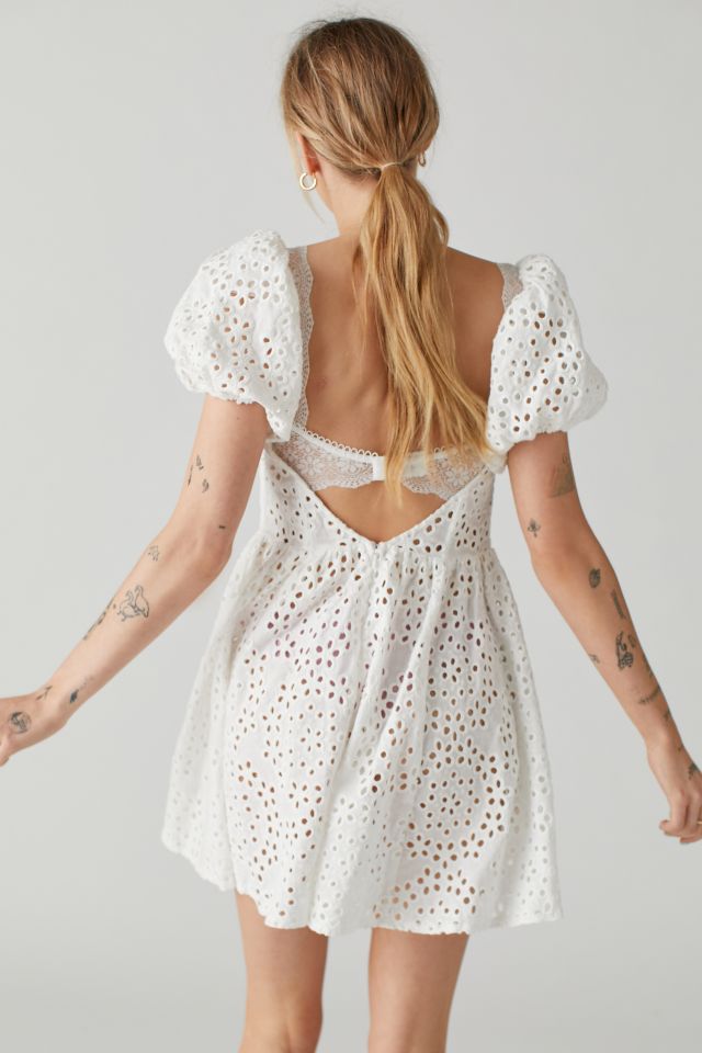 For Love & Lemons Becca Linen Eyelet Mini Dress #3