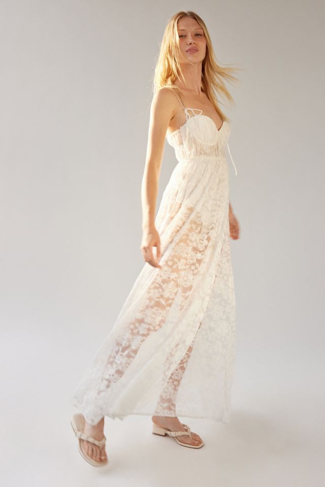 Lace sheer 2024 maxi dress