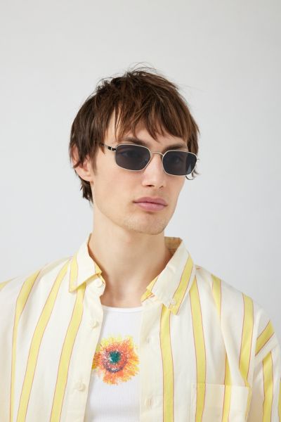 Urban Outfitters Leo Slim Metal Sunglasses In Silver At  In Silver