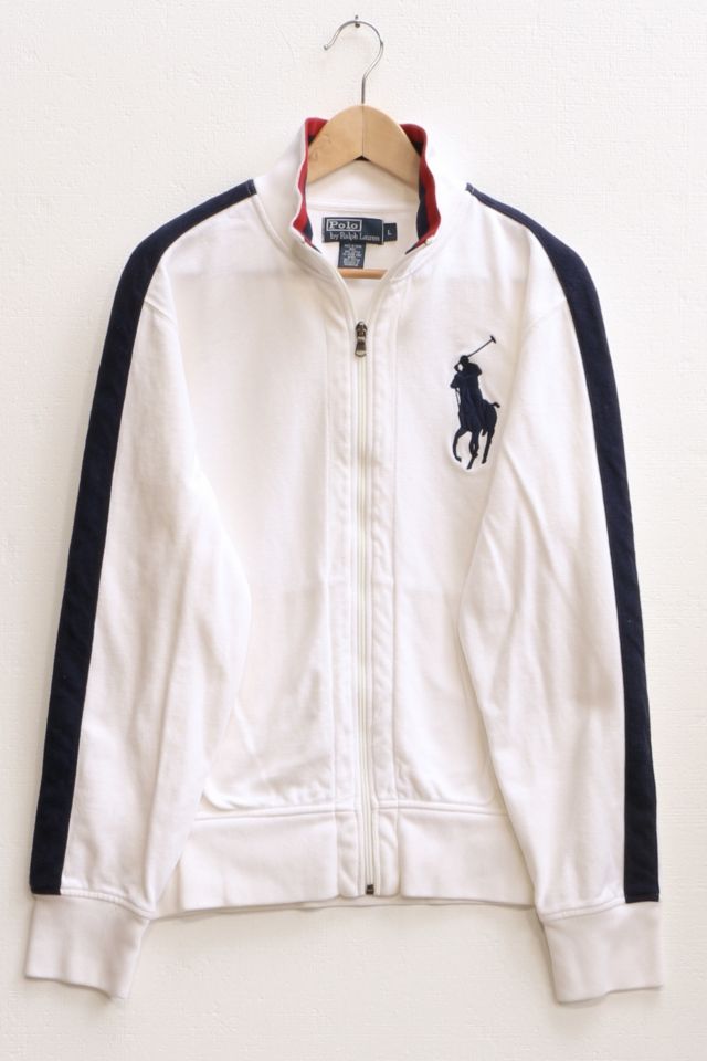 Vintage Polo Ralph Lauren Big Pony Full Zip Pique Fleece Sweatshirt | Urban  Outfitters