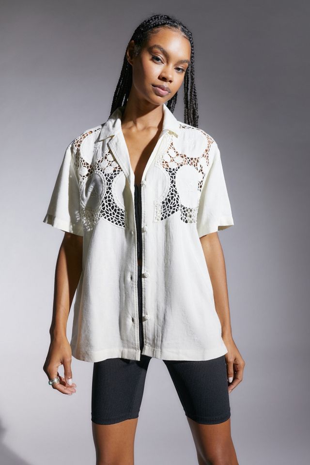UO Chris Crochet Souvenir Button-Down Top