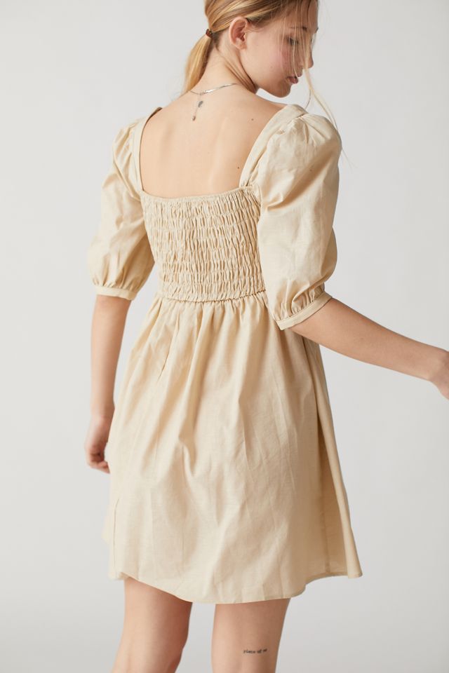 chinese dress ladies White Mini Dress Gathered Bust