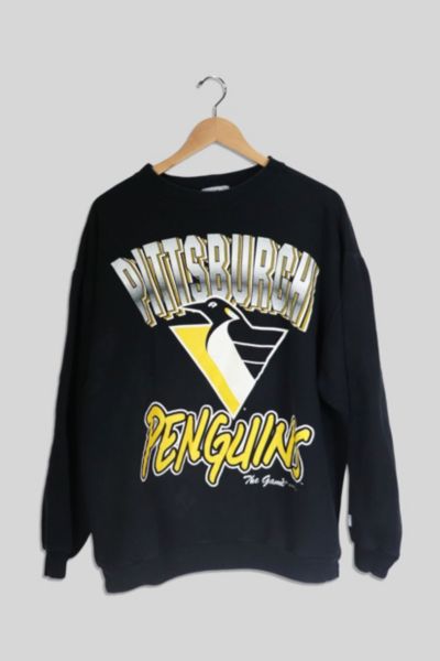 CustomCat Pittsburgh Penguins Robo Penguin Retro NHL Crewneck Sweatshirt Black / 3XL