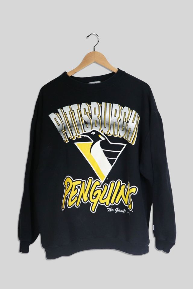 PITTSBURGH PENGUINS Sweatshirt Crew Neck VINTAGE XL NHL Logo HANES Cotton