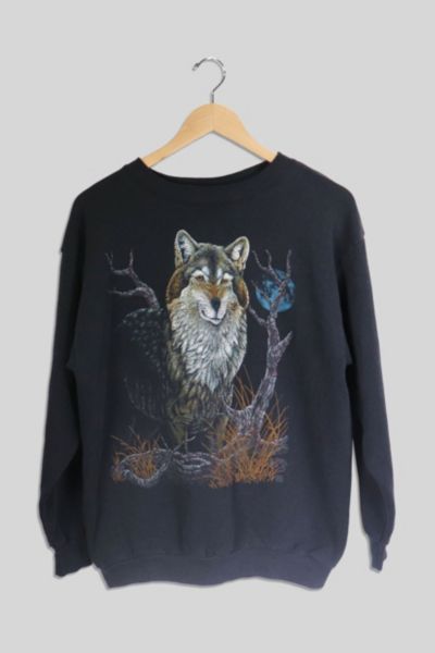 Vintage Wolf Nature Crewneck Sweatshirt Urban Outfitters