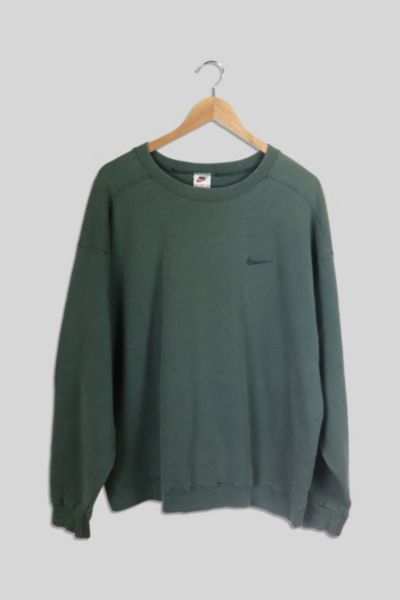 Vintage Nike 90s Forest Green Tonal Mini Swoosh Crewneck Sweatshirt Urban Outfitters