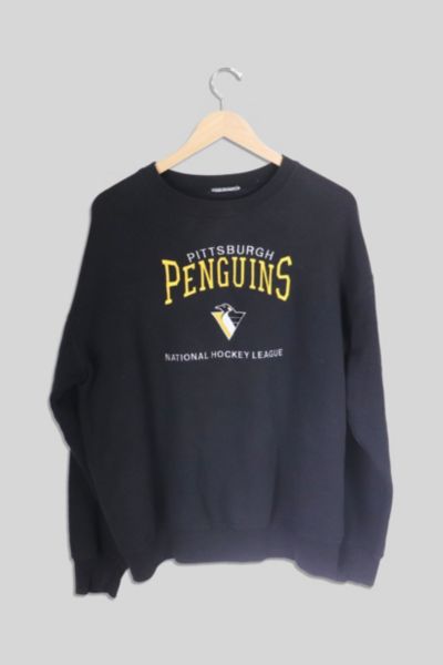 CustomCat Pittsburgh Penguins Robo Penguin Retro NHL Crewneck Sweatshirt Black / 3XL