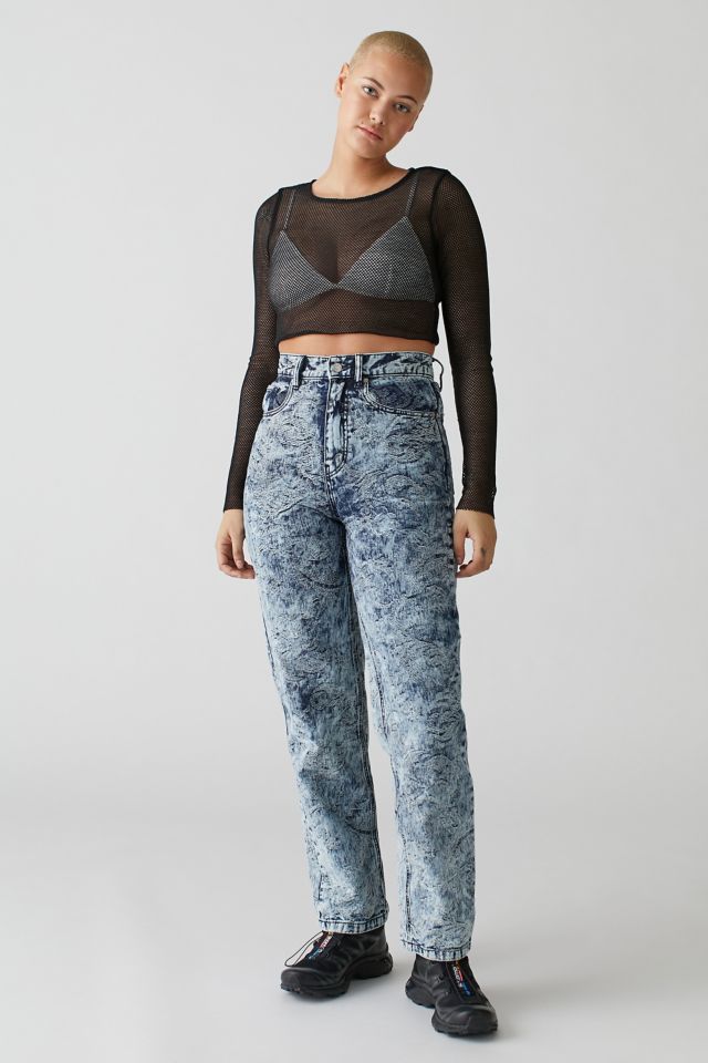 BDG High-Waisted Baggy Jean — Printed Acid Wash