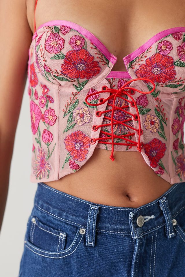 FOR LOVE & LEMONS x Victoria Secret Kaylee Lace Crop Top In Pink