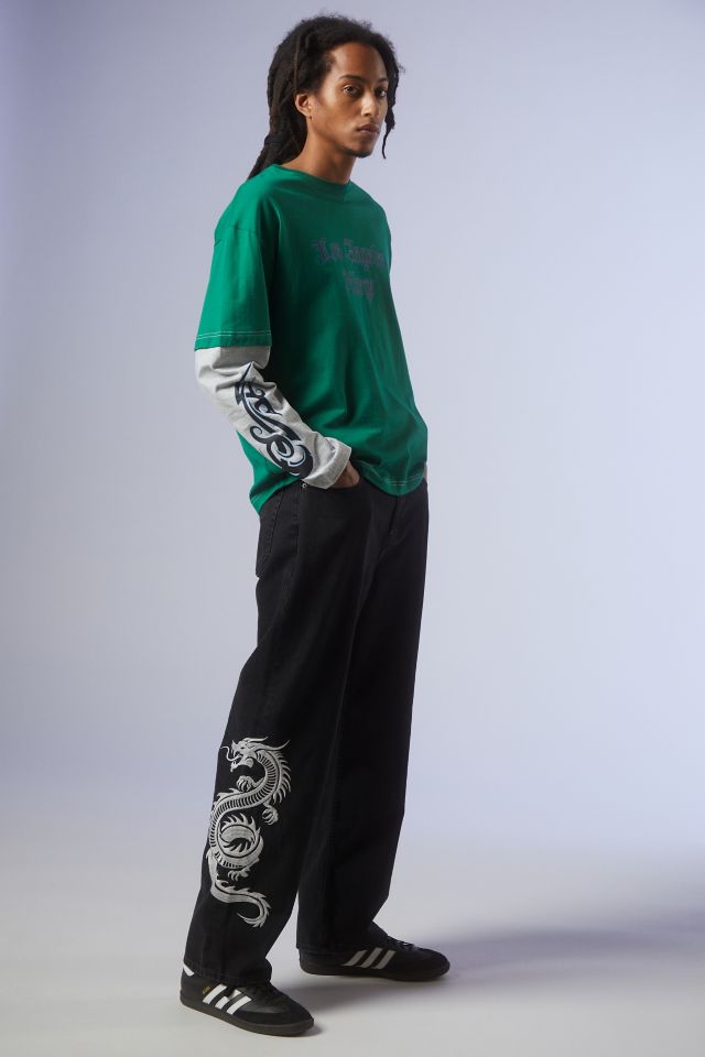 On sale BDG Baggy Skate Fit Jean - Embroidered Dragon