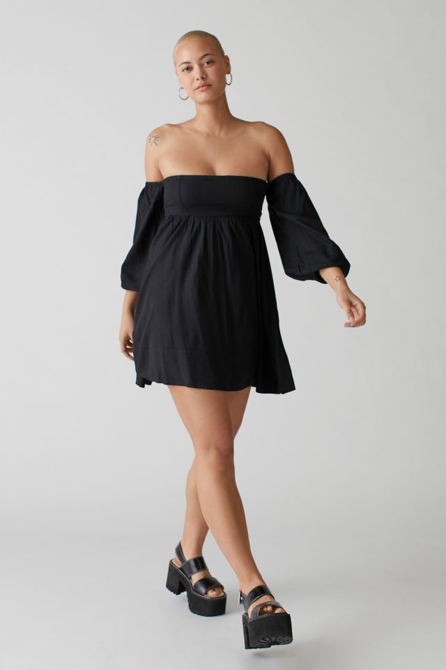 UO Caterina Linen Off-The-Shoulder Mini Dress #2