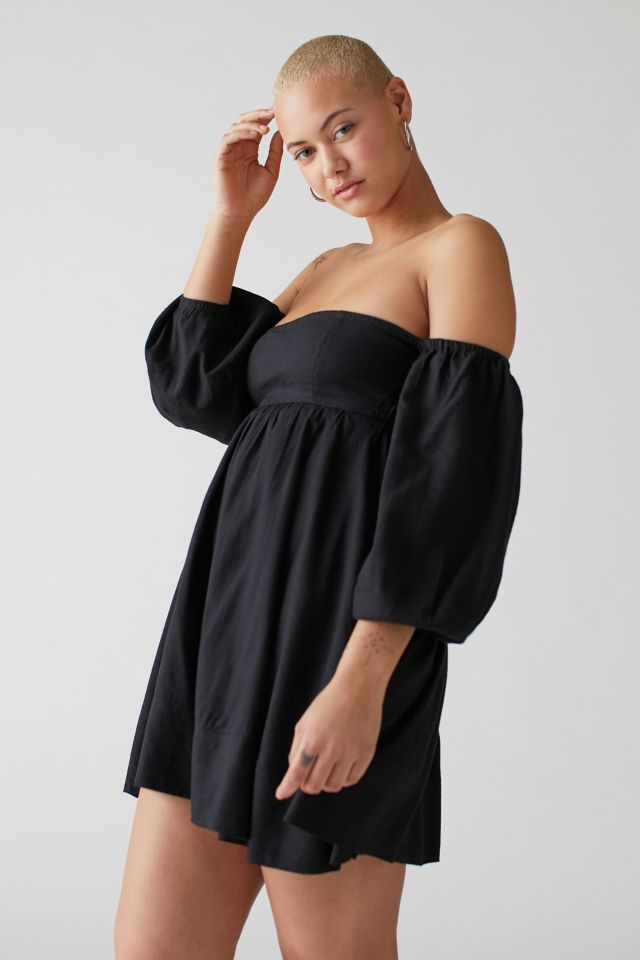 UO Caterina Linen Off-The-Shoulder Mini Dress #3