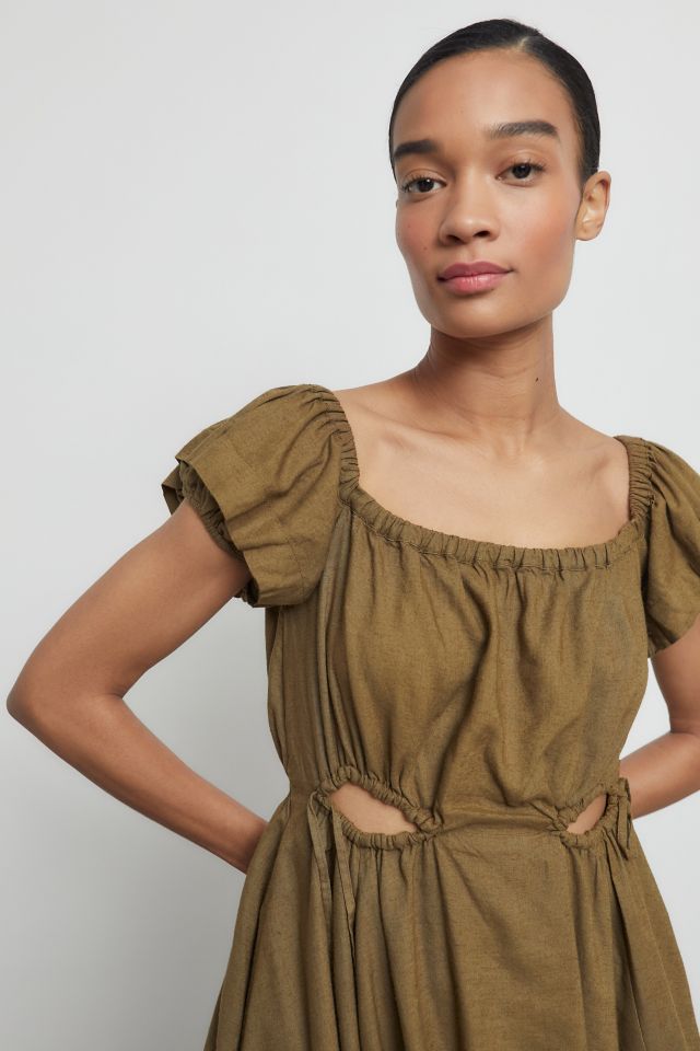 UO Peekaboo Linen Frock Dress #1