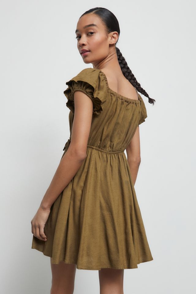 UO Peekaboo Linen Frock Dress #2