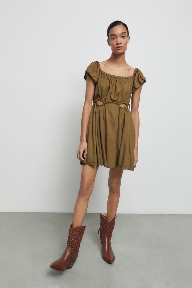 UO Peekaboo Linen Frock Dress #3