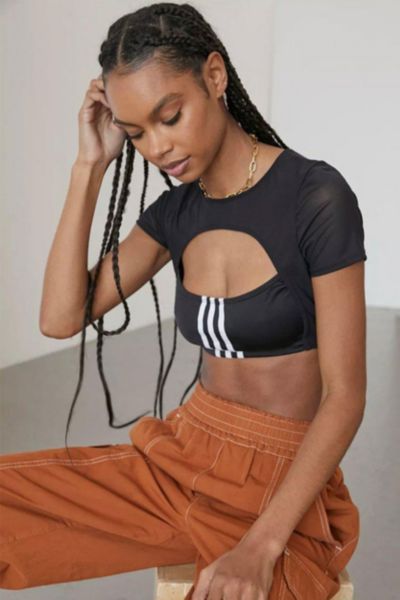 Frankie Collective Rework Adidas Cut Out Mesh Crop Tee Size XS