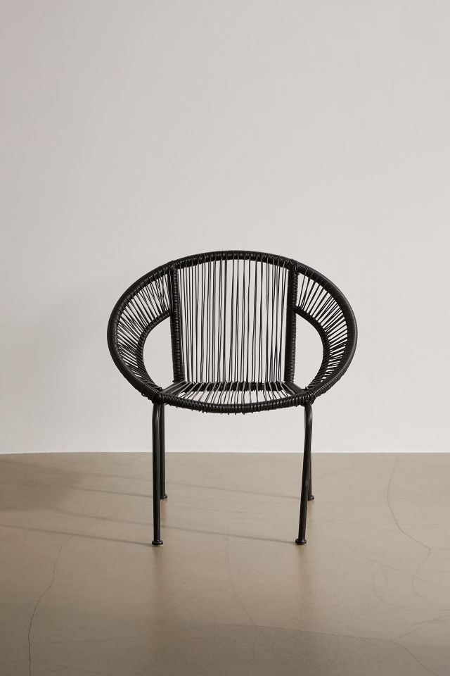 Mid-Century Modern Black Woven Patio Dining Chair