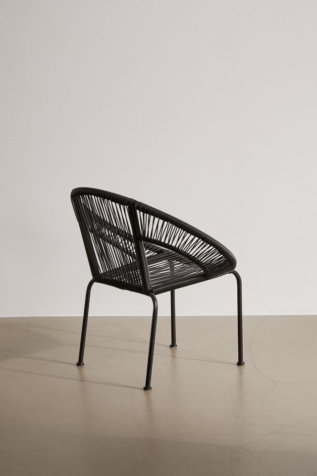 Mid-Century Modern Black Woven Patio Dining Chair