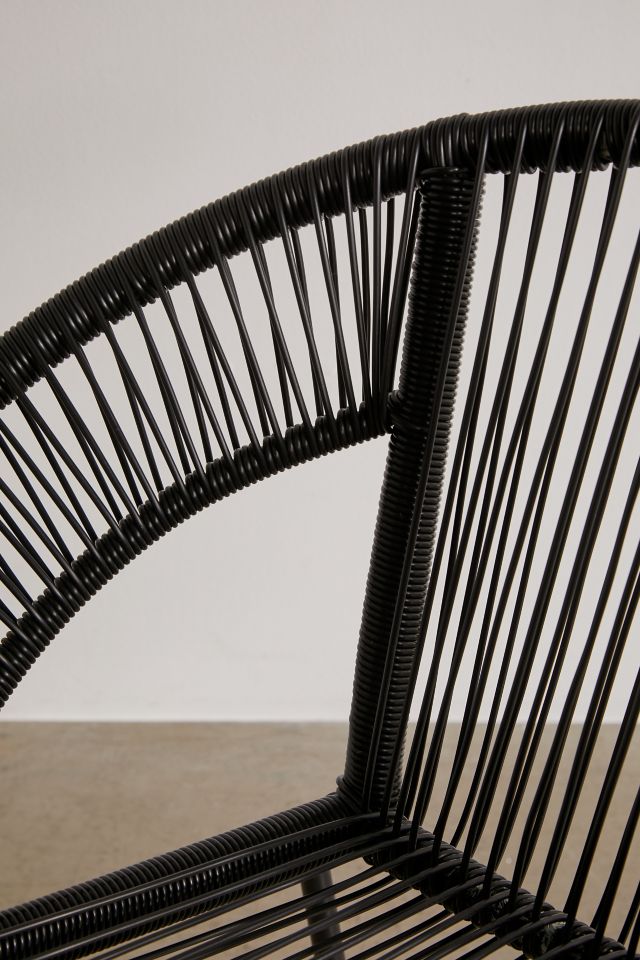 Mid-Century Modern Black Woven Patio Dining Chair
