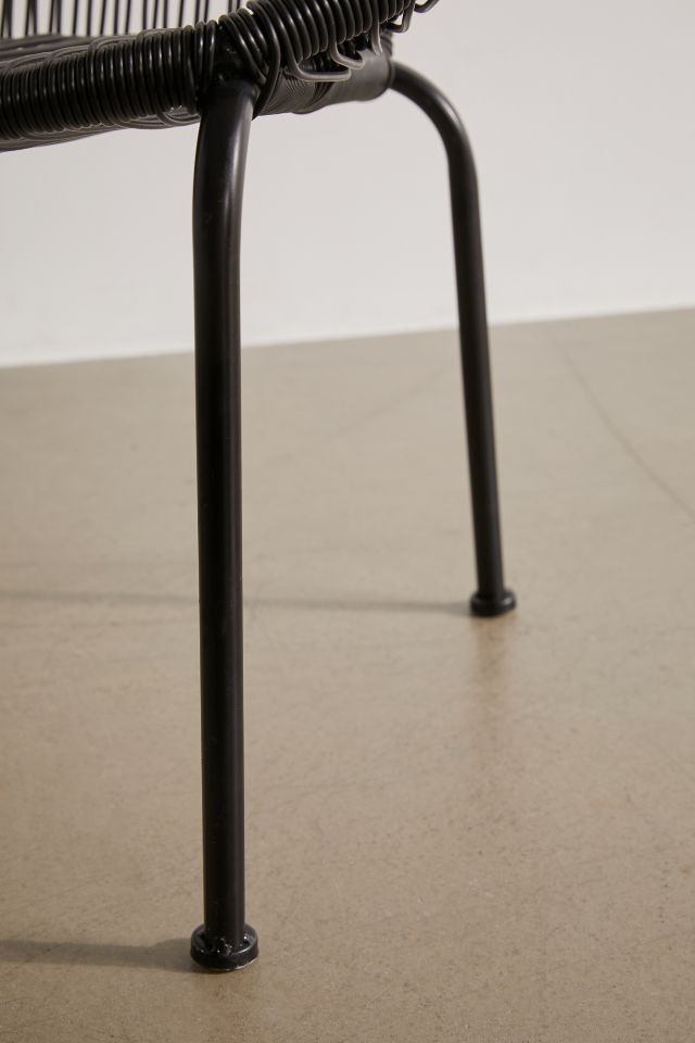 Mid-Century Modern Black Woven Patio Dining Chair