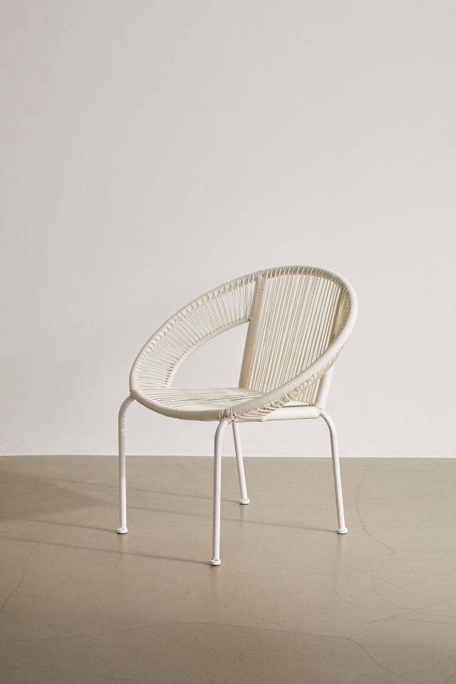 Luxe Modern White Woven Rattan Outdoor Dining Chair