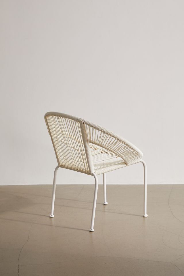 Luxe Modern White Woven Rattan Outdoor Dining Chair