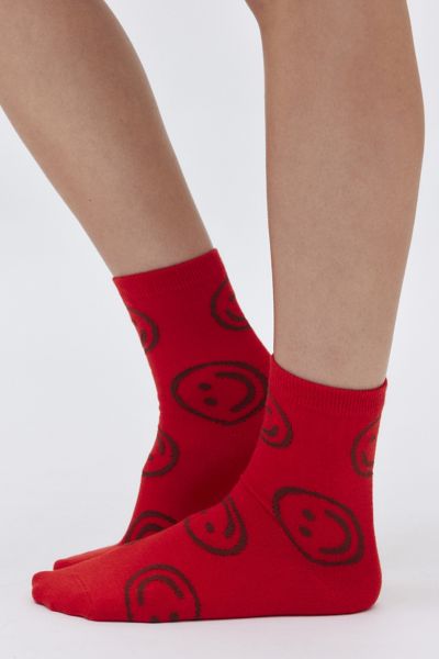Baggu Happy Crew Sock In Red Happy, Women's At Urban Outfitters In Red Happy