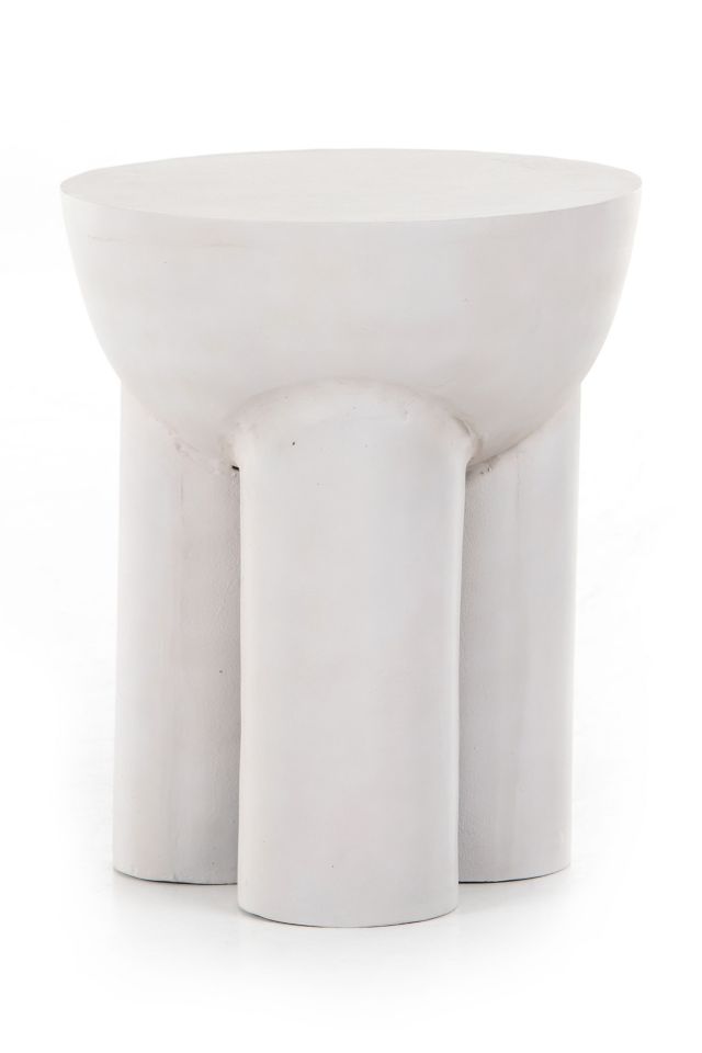 Contemporary Matte White Round Metal Side Table