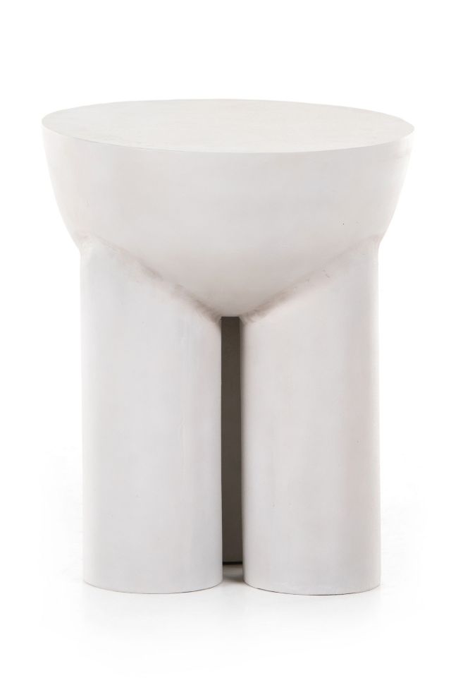 Contemporary Matte White Round Metal Side Table