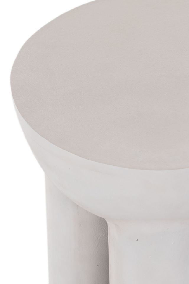 Contemporary Matte White Round Metal Side Table