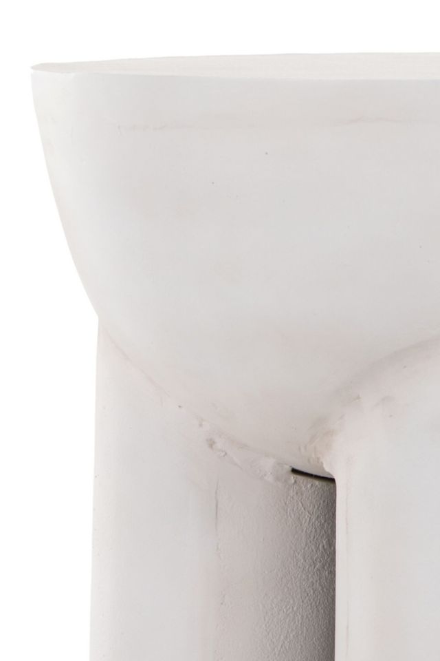 Contemporary Matte White Round Metal Side Table