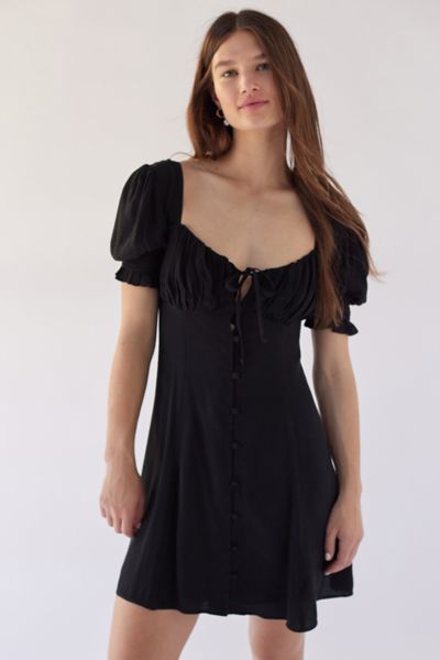 urban outfitters black puff sleeve dress Evy Sweetheart Mini Dress main image 0