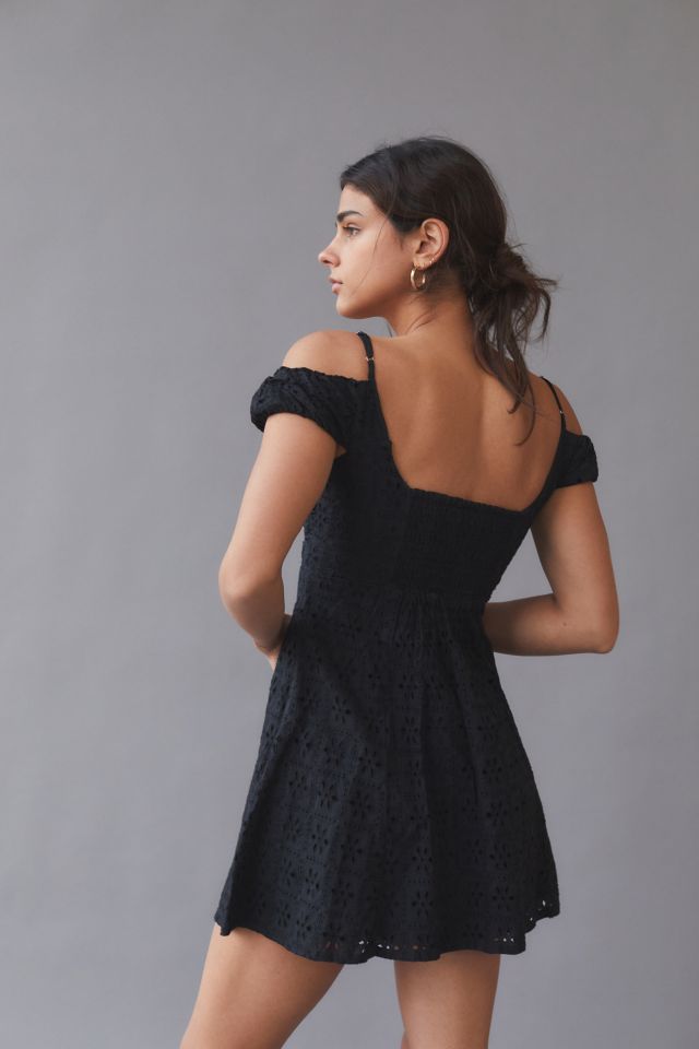 UO Ivy Eyelet Off-The-Shoulder Mini Dress #1