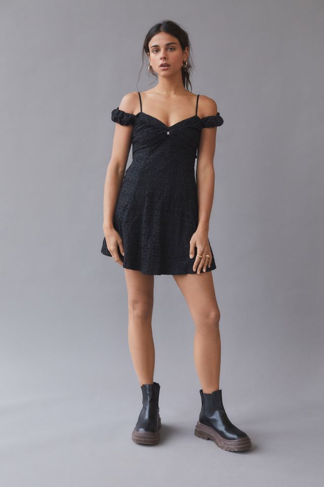 UO Ivy Eyelet Off-The-Shoulder Mini Dress #2