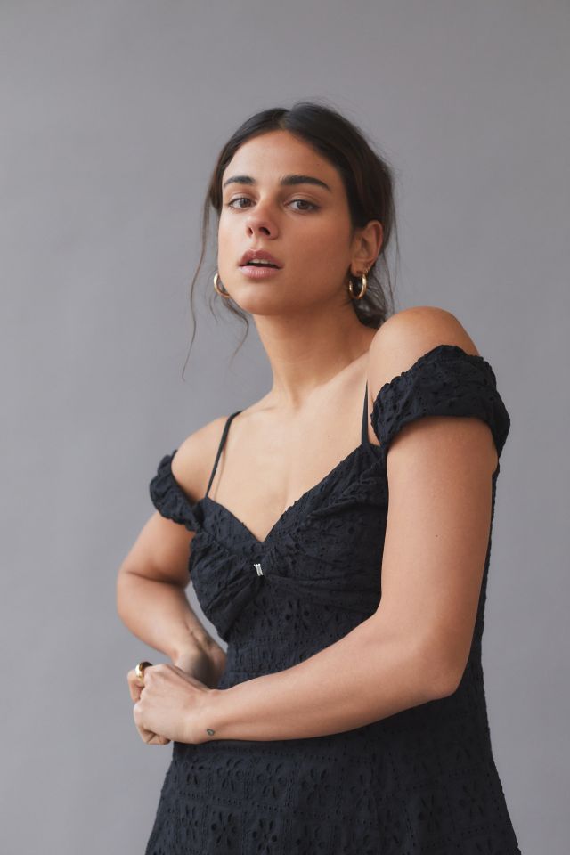 UO Ivy Eyelet Off-The-Shoulder Mini Dress #3