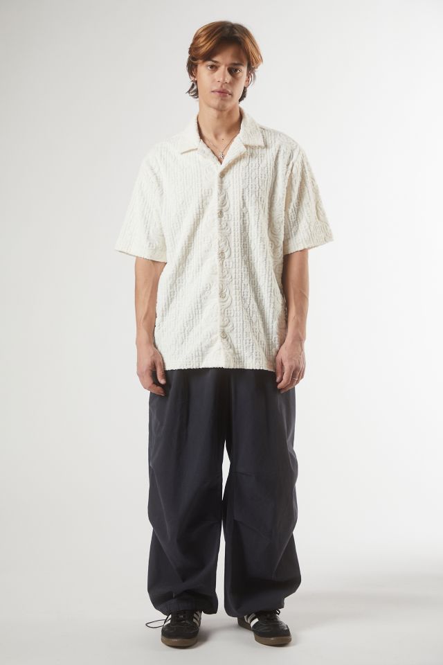 UO Textured Pattern Terrycloth Button-Down Shirt #2