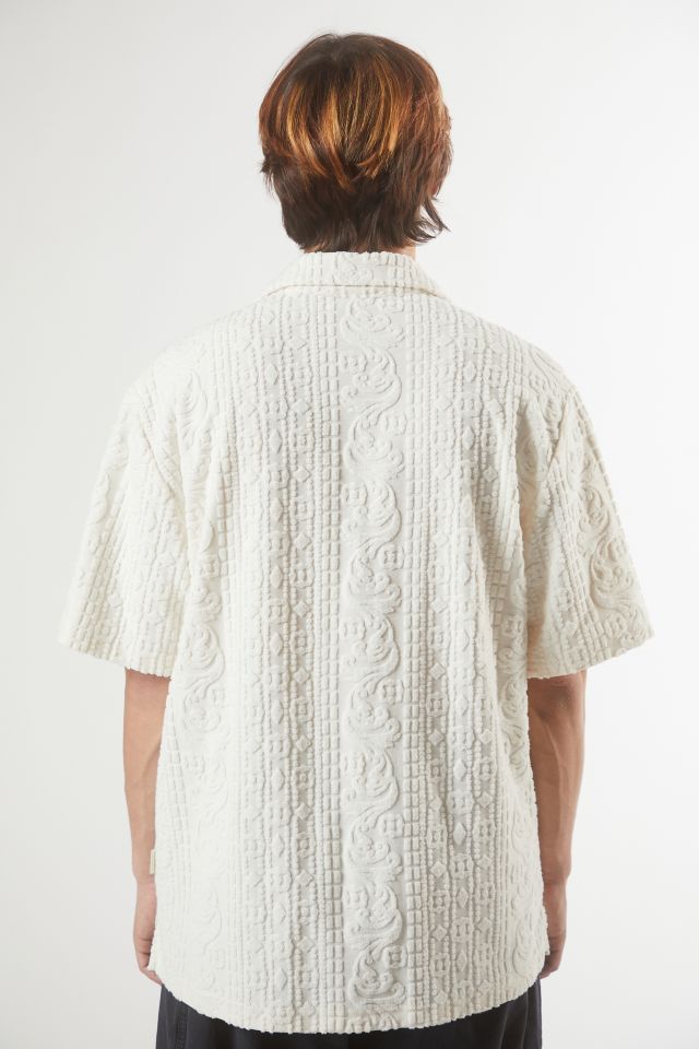 UO Textured Pattern Terrycloth Button-Down Shirt #3