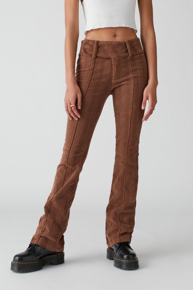 Brown Belted Flare Trousers