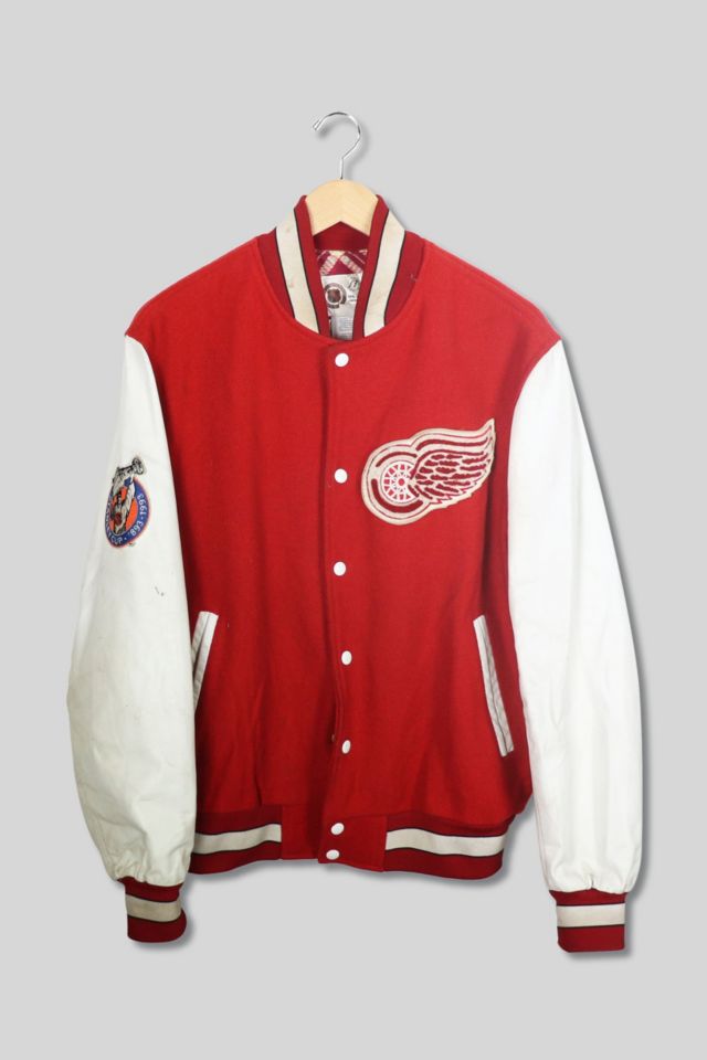 Detroit Red Wings Red and White Varsity Jacket