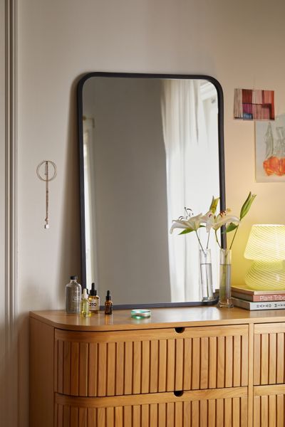 Urban Outfitters Rectangle Hub Mirror In Black At  In Metallic