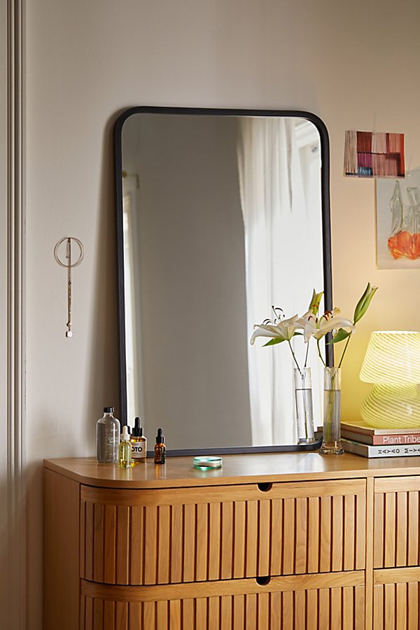 Urban Outfitters Rectangle Hub Mirror In Black At  In Metallic